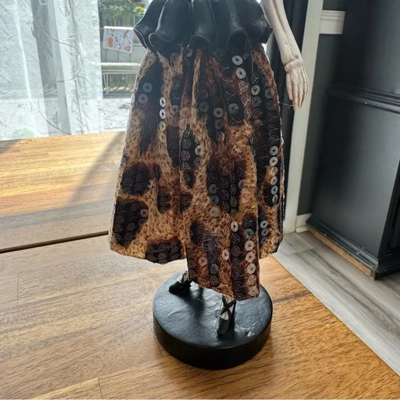 Bella Lux Skeleton Masquerade Figurine with Leopard Tutu Gothic Halloween 14” - Picture 3 of 6